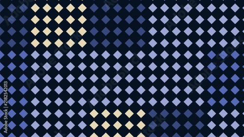 Indigo blue diamond mosaic pattern with geometric square blocks and abstract tile design.