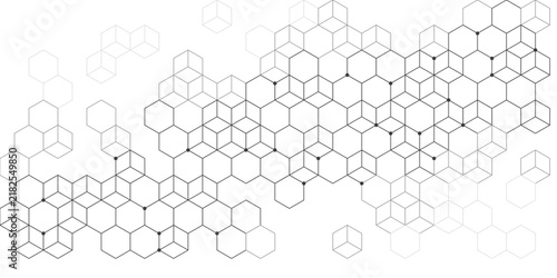 Subtle molecular black and white vector background with molecular link structure.
