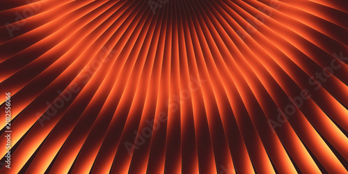 Quadro su tela A dynamic abstract background with glowing orange and red radial stripes creating a fan like light perspective