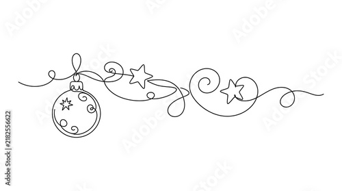Christmas ornament ball decoration drawing with christmas ornament decoration minimalist continuous celebration