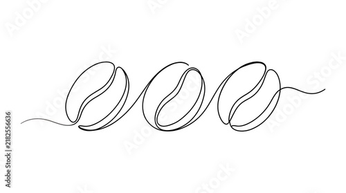 Coffee beans continuous line art drawing with coffee bean caffeine beverage continuous minimalist illustration
