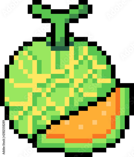 Cute Cantaloupe Pixel Art Fruit