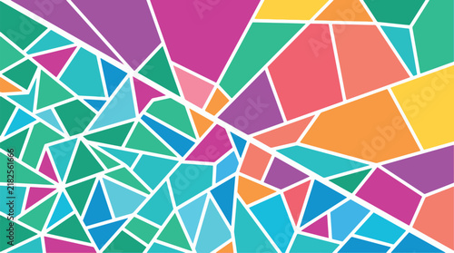 Abstract fractured geometric background features dynamic colorful shapes for futuristic tech art.