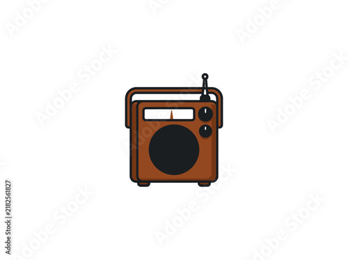Vintage Portable Radio With Antenna And Dial Vector Illustration