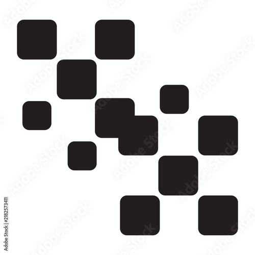 Minimalist abstract black rounded square pattern on white background