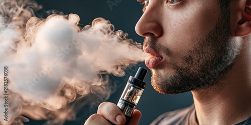 Vaping lifestyle portrait with visible vapor clouds
