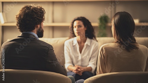 Woman speaking with a professional consultant in a comfortable office, counseling, consultation, communication, support, advice and personal discussion