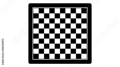 Checkered game board with black and white squares on a white background