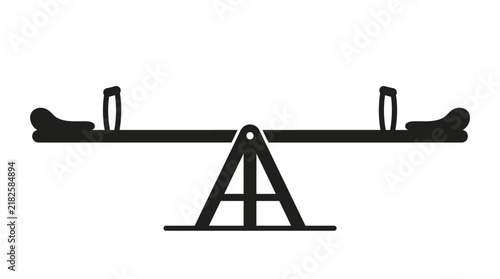 Принти на полотні Black silhouette of a seesaw on a white background
