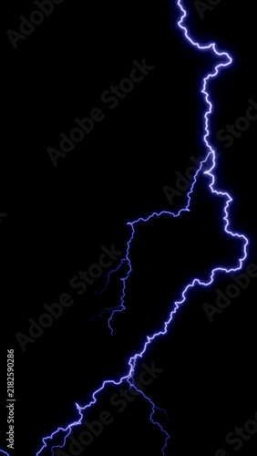 Photography Dynamic blue lightning striking a dark landscape