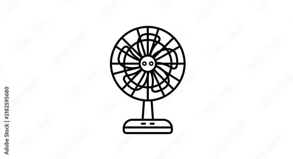 Obraz premium Small fan logo with black lines and a white background.