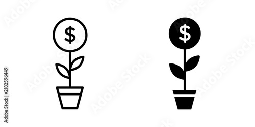 Investment Tree Icon represents financial growth, wealth, savings, business investment, and long-term success with editable outline and fill vector illustrations.