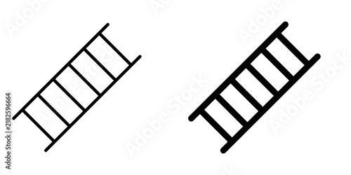 Ladder Icon represents climbing, construction, maintenance, height access, and household work with editable outline and fill vector illustrations.