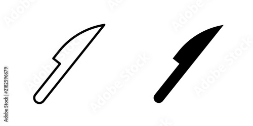 Knife Icon represents cutting tools, kitchen equipment, cooking, food preparation, and culinary work with editable outline and fill vector illustrations.