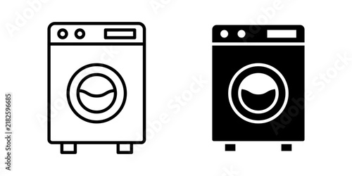 Laundry Icon represents washing clothes, cleaning, household chores, and garment care with editable outline and fill vector illustrations.
