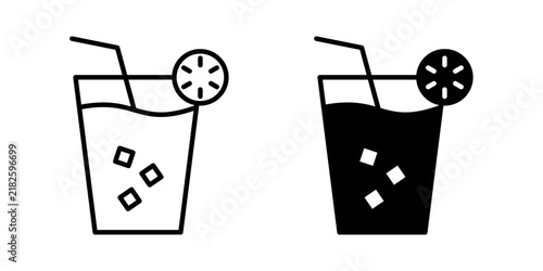 Lemonade Icon represents fresh drinks, citrus beverages, summer refreshments, and cold drinks with editable outline and fill vector illustrations.