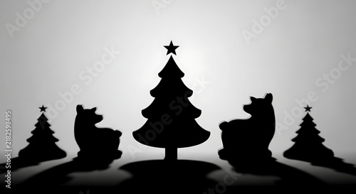 Silhouette chess pieces on dark background