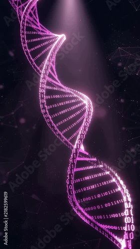 Vibrant Pink DNA Double Helix Spiraling Upwards with Digital Effects and Soft Lighting