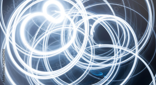 Abstract glowing network connections in dark space