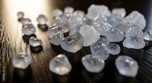 Close-up of frosted glass bubbles with light reflection