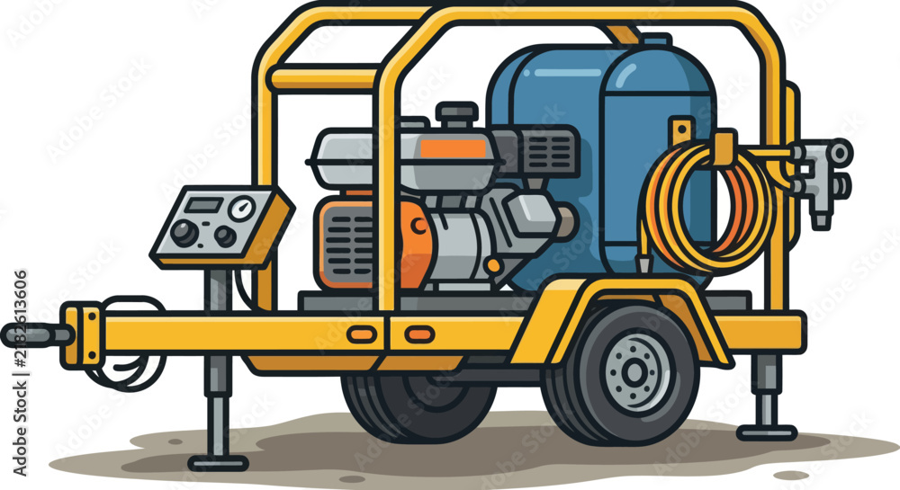 Naklejka premium Mobile industrial power generator on trailer frame.