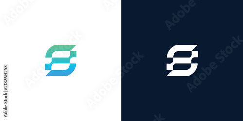 Modern abstract letter S tech logo icon with geometric rounded stripes design