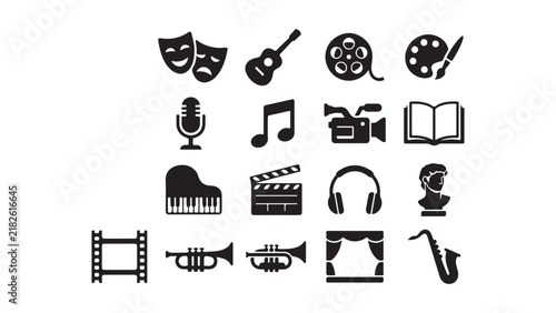 Arts, Culture and Entertainment Vector Glyph Icon Set