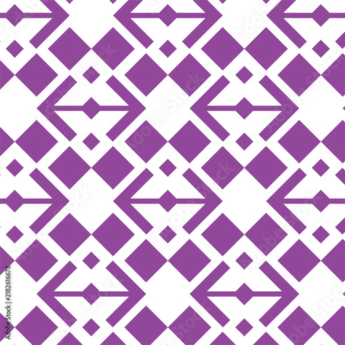 tribal-style repeating pattern, diamonds, angular chevrons, indigo purple geometric elements, hollow diamond shapes, vertical pillars, horizontal lines, tiny diamond beads, downward-pointing chevrons