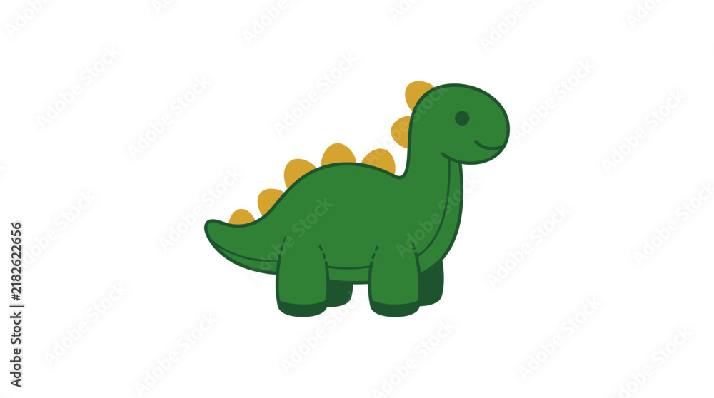 Obraz premium Cute Green Cartoon Brontosaurus Illustration with a Friendly Smile