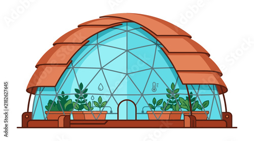 Geodesic dome greenhouse for sustainable indoor plant cultivation