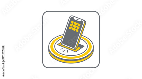 Wireless charging icon for mobile smartphone device