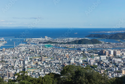 Tokushima Eastern District Aerial View Harbor Islands and Sea