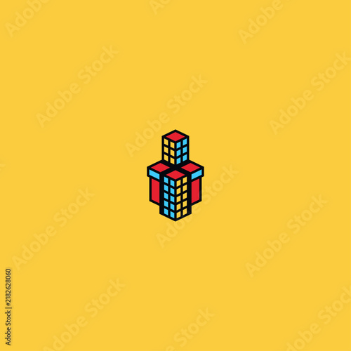 Skyscraper in a gift box logo.