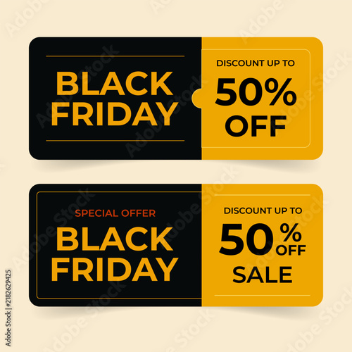 Template for a Black Friday gift coupon. Vector illustration.