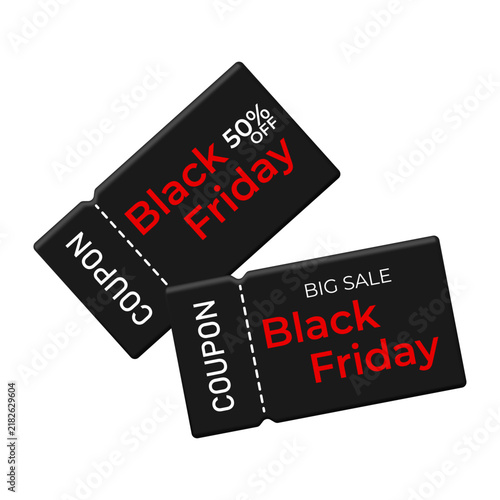 Gift coupons for the Black Friday sale. Vector illustration.