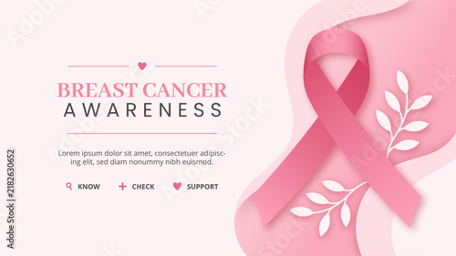 Breast Cancer Awareness Campaign with Pink Ribbon Symbol and Support Message