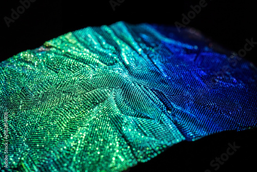Photonic Crystal Film Displaying Angle-Dependent Color Shift on Black Surface – 5K Structural Color Technology