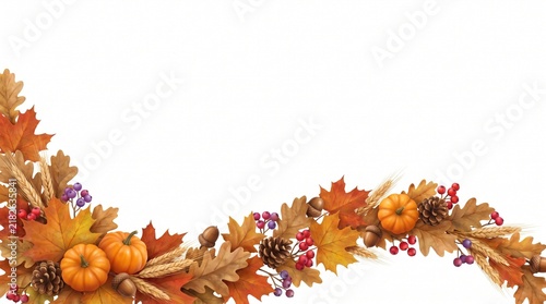 A vibrant thanksgiving border of autumn leaves pumpkins and traditional fall decorations for festive celebrations