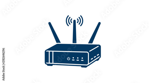 Wireless Router with Antennas Sending Signal, Isolated