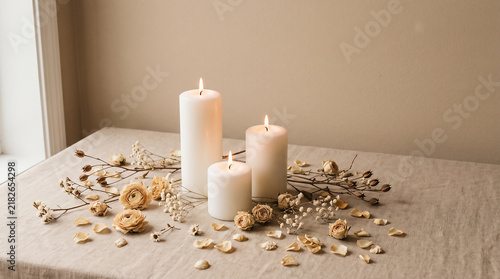 Minimalist Flat Lay Dried Flowers Botanical Lifestyle Photography