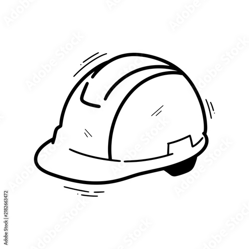 Hand Drawn Safety Helmet Illustration. Doodle Vector. Isolated on White Background - EPS 10 Vector