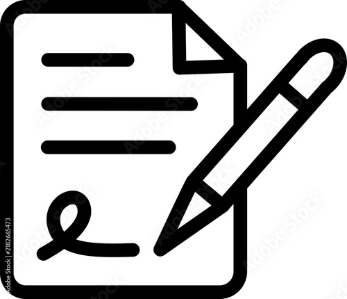 Canvas Print Business document editing pencil outline icon