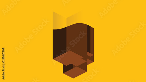 Abstract stepped isometric blocks architectural shape design
