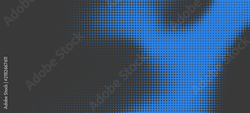 Blue and dark grey halftone dot pattern background with gradient transition texture
