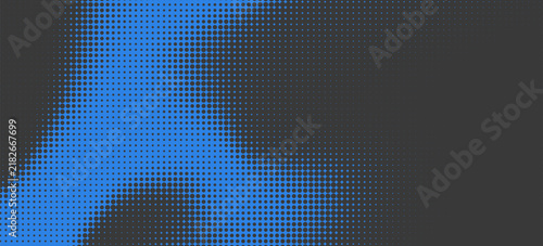 Blue and dark grey halftone dot pattern background with gradient transition texture