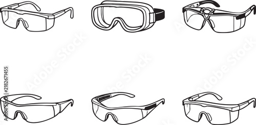 Safety glasses set outline vector art