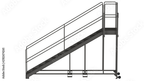 Fotografie Moving Ladder Rolling Library Warehouse Access Tool