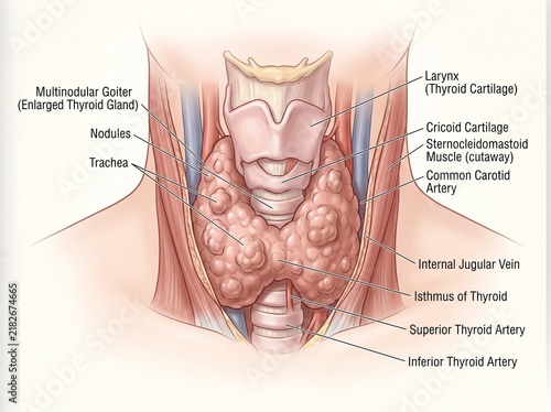 Thyroid Gland Anatomy With Goiter And Nodules