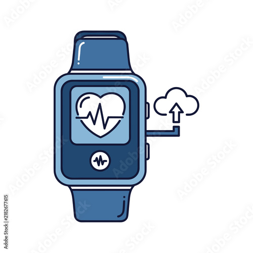 Smartwatch with heart rate monitor syncing data to cloud