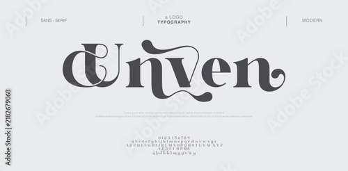 Canvas Print Unven, Wedding luxury alphabet letters font with tails